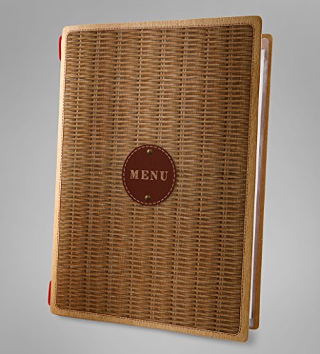 I Love Menu COA43LM Portamenu Custom Rattan A4, 2 Fundas Elásticas Eco Natural Sp. 0.6 Mm
