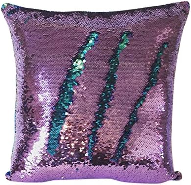 Livedeal Two-color Paillette Reversible Sequins Mermaid Pillow Cases 16 X 16" Purple and Blue