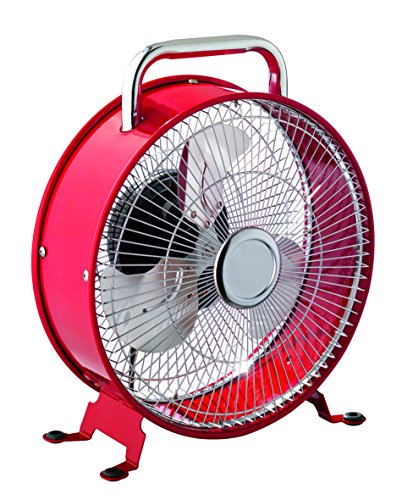 Reality Leuchten Tischventilator im Retro Design, Metall lackiert, 2-Geschwindigkeitsstufen, maximum 20 W, Durchmesser 26 cm, rot, R022-10
