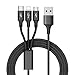 Price comparison product image SFTRANS Multi USB Charger Cable, 3.9ft 1.2m 3 in 1 Nylon Braided Cable Compatible with Micro USB Type C, Apple iPhone, iPad, Android Samsung Galaxy, Huawei, Motorola, Nokia, LG, Kindle, Echo Dot