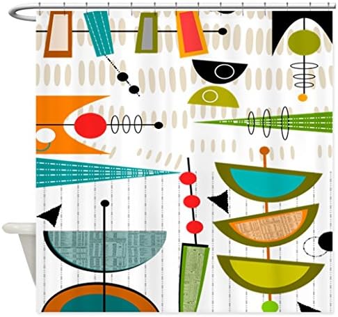 Eikleom MidCentury Modern Abstract Shower Curtain 180x180cm Waterproof Polyester
