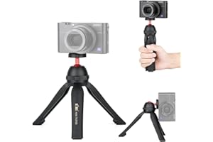 KIWIFOTOS Mini Desktop Tabletop Vlog Travel Tripod Selfie Grip for Sony ZV-1 ZV-1II ZV-1F RX100 Series R50V Powershot V1 D-Lux 8 LX100 X100 & Compact Camera, Entry-Level DSLR LED Light Mini Projector