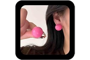 Cimenexe Punk Acrylic Ball Button Earrings Enamel Colorful Ball Stud Earrings Round Resin Ball Button Earrings Candy Color Ball Earrings Jewelry for Women(Yellow)