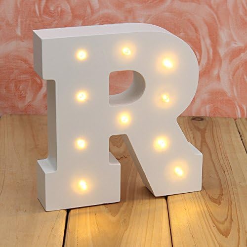 LED Letter Light–S7 SEVEN Battery Operated LED Wooden Alphabet Letter Lights for Festival Decorative, Letter,Party,Wedding (R)