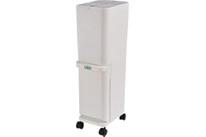 QWEASDF Pattumiera Piccola plastica doppia Cucina Trash Can Press coperchio aperto Carino Compact Slim doppio Riciclaggio Bidoni Ruote verticale rettangolare raccolta differenziata dei rifiuti 32L,Bianca