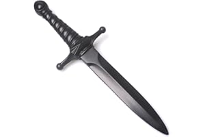 Hoappa PU Foam Short Sword Weapon Toy for Outdoor Play, 15'' Long Black Fake Dagger Weapon Toy for Costume Accessory, 1 Pack