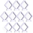 Skelang 10 Pcs Coin Display Case, 3d Floating Display Frame, Floating Display Case for Coin, Stamp, Jewelry, 7×7 cm (White)