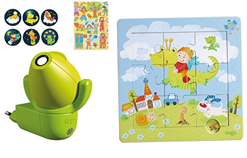 Preisvergleich Produktbild Haba Geschenkeset Steckdosenlicht Drachen 301993 und Puzzle Drachenritter 301471, Geschenk, Holzpuzzle, Nachtlicht, Jungen
