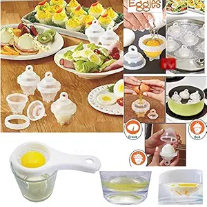 Flipco Hard Boil Egg Cooker 6 Eggies with Bonus Egg White Separator Cooking Tools