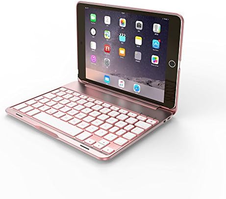 iPad Mini 4 Bluetooth Keyboard Case, KooKen 7 Colors LED Backlit Bluetooth Wireless Keyboard Case Smart Case for iPad 7.9 inch Mini 4 - Rose Gold