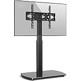 RFIVER Meuble Support TV sur Pied pour Téléviseur de 32 à 65 Pouce Ecran LED LCD Plasma Jusqu’ à 35kg Pied TV Pivotant à 60 D