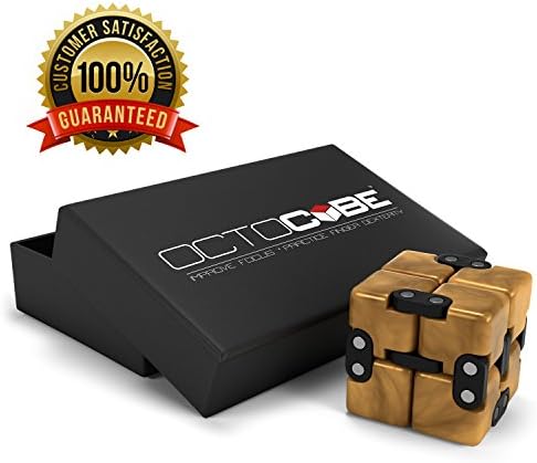 Infinity Cube Fidget Toy w/Gift Box - Luxury Infinite Cubes | Cool Gadget for Kids, Adults - Prime Sensory Stress Relief, Pressure Reduction | Unique distraction for Autism, Quit Smoking - Gold