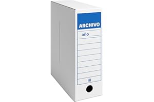 Klink Caja Archivo Plegable Tamaño Folio A4, Cartón Blanco, 2 Posiciones, Montaje Fácil, 36x25x10 cm, Archivador de Documentos Oficinas y Hogar (Pack 5 Uds.)