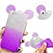 Produktbild P8 Lite Hülle, MOMDAD Glänzend Glitzer Crystal Schutzhülle für Huawei P8 Lite TPU Silikon Cartoon Maus Mouse Ohr Ear Zurück Case Cover Ultra Thin Kristall Bling Shining Anti-Kratzer Stoßdämpfende Handy Tasche Schale Abdeckung - Glitter Lila