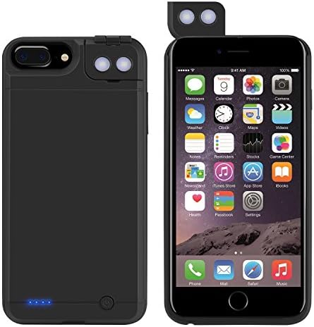 ARTLESS Battery Case, 6000mAh Charging Case Extended Backup Power Bank Case with Fill-in Selfie Light for iPhone 8 Plus, iPhone 7 Plus and iPhone 6 Plus/ 6s Plus (Black)