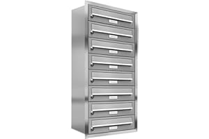 ‎AL BRIEFKASTENSYSTEME AL Briefkastensysteme, 8er Unterputzbriefkasten, Briefkasten rostfrei, 8 Fach Briefkastenanlage modern, Edelstahl Postkasten