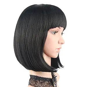 Samyak Women short full head Bob hair wig with bangs stylish Cosplay Party Replacement Hair wig