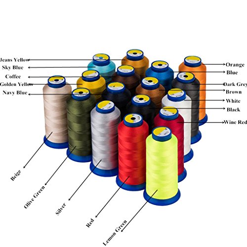 Selric® [1500 m / 22 verschiedene Farben erhältlich] UV-beständig Hohe Festigkeit Polyester Nähgarn #69 T70 210D/3, Für die Leder, Leinwand, im Freien verwendet, Sicken, Vorhängen, Brieftaschen, Schuhe, Zelte und mehr. Mehrfarbig - 6