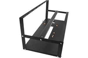 CLOUD FIRE Open Air Mining Rig Frame 6/8 GPU, Mining Case Rack con Tira Antiestática, Acero Motherboard Bracket para ATX/Btx/Flex/Itx/Microatx, Ventilador 5 X 12cm (Solo Marco)