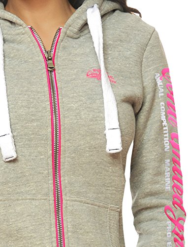 M.Conte Damen Sweatshirt Kapuzenjacke Hooded Sweater Sweat-Shirt-Jacke S M L XL Weiss Marine Blau Grau Melange Schwarz Pink Kapuze Rachel - 3