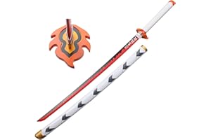 LIUD Demon Slayer Katana Tanjiro Zenitsu Inosuke Rengoku Katana Schwert Holz Ninja Schwert Anime Cosplay Holzschwert Anime Lovers Cosplay Katanas Requisiten Dekoratives Spielzeug ABS /104cm