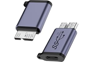 QIANRENON 10 Gb/s USB C żeński na Micro B męski adapter do ładowania danych typu C na USB3.0 Micro B męski zewnętrzny konwerter dysku twardego, do zewnętrznego dysku SSD, tabletu, aparatu cyfrowego,