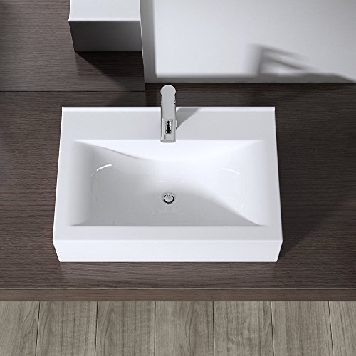 Aufsatzwaschbecken / Hängewaschbecken Brüssel118c, BTH: 45,5x31x10cm, in weiß, aus Keramik, eckiges Waschbecken - 4
