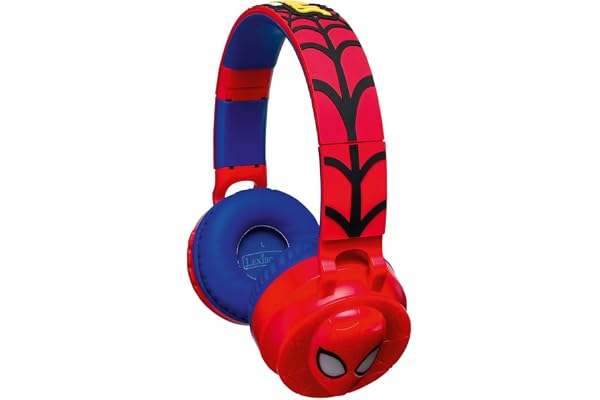 Lexibook, Casque Bluetooth Spiderman avec Effets Lumineux et limitation de Son 85dB, Rouge, HPBT015SP