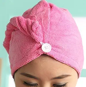 Sevia Hair Towel Wrap Turban Microfiber - Domumdo Hair Drying Towel Bath Shower Cap Head Towels with Button, Absorbent & Soft Hair Dry Cap for Women Girls Kids (Multi Color) (1 pcs)