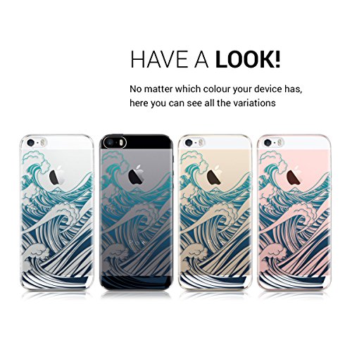 kwmobile Funda para Apple iPhone SE 5 5S - Carcasa Protectora de TPU con dise o de Olas en Azul Azul Oscuro Transparente reviews kwmobile Funda para Apple iPhone SE 5 5S - Carcasa Protectora de TPU con dise o de Olas en Azul Azul Oscuro Transparente