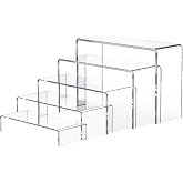 AirBanish 5 Pcs Acryl Risers Display Ständer, 5 Größen Acryldisplay Risers | Rechteckige, klare Tiered Display Stand für Schm