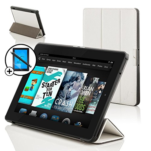 Forefront Cases® Neue Leder Hülle / Tasche / Case / Cover für Amazon Fire HD 6 Tablet (Oktober 2014) - Rundum-Geräteschutz und intelligente Auto-Sleep-Wake-Funktion mit 3-JAHRES-GARANTIE VON Forefront CASES - inkl. Eingabestift und Displayschutz