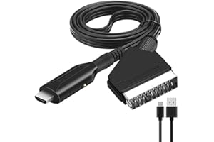 FAYAZ HDMI to SCART Converter, 720p/1080P HD Adapter with 80cm USB Cable, Supports PAL/NTSC (Video+Audio Over SCART)