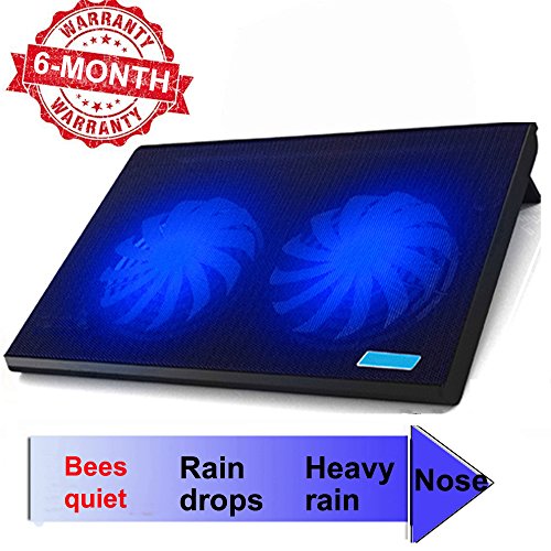 KEROLFFULaptop Cooling Fans 15.6 14 13 Inch (Big 2Fans 5.52 Inch, Double Sides Built-in USB Line, Back Feet Stand) Fit Apple Air/Pro/MacBook