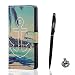 Produktbild Huawei Honor 6X Hülle, Huawei Honor 6X Schutzhülle Leder Hülle, Alfort 3 in 1 Flip Wallet Fashion Design Dual Use Falten Premium PU Leder Tasche Case Cover Folio Mappen Kasten Abdeckung für Huawei Honor 6X 5.5" Smartphone Funktion Unterstützte Telefone mit Grüne Küste ( Farbe ) + Netter Staub Stecker + Alfort Schwarz Stylus Pen