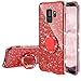 Produktbild Homikon Silikon Hülle für Samsung Galaxy A6 Plus 2018 Überzug TPU Bling Glitzer Strass Diamant Schutzhülle mit Ring 360 Grad Ring Ständer Soft Flex Durchsichtig Silikon Handyhülle Tasche Case - Rot