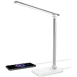 Aourow Desk Lamp LED Dimmable: Table Lamp with 5 Light Color and 5 Brightness Levels,Eye-Protection Table Light with USB Char