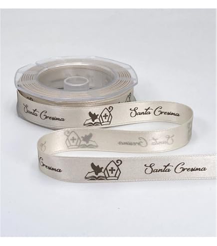 Nastro Raso Santa CRESIMA Bianco - 10mm X 25 Yards Per Cerimonie