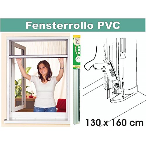 Insektenschutz PVC-Rollo, Maße: 130 x 160 cm, Alu-Rollo fürs Fenster, Alu-Fenster-Rollo