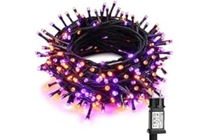 PhilzOps Halloween Catena Luminosa Arancia + Viola, 20M 200 LED Esterno Natale Decorazione Stringa Luci 8 Modalità Impermeabile Catena di Luci per Interno Camera Festa Nozze Giardino Festive Albero