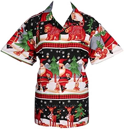 MENS CHRISTMAS SANTA XMAS HAWAIIAN SHIRT HAWAII GIFT HIM PARTY HOLIDAY S TO XXL (M, B AUSK)