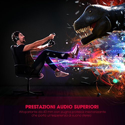 Cuffie Gaming Stereo Mpow 3.5mm Multi-Platform, Cuffie da Gioco Controllo Microfono / Altoparlante In-Cavo, Paraorecchie Proteici Morbidi, con Spina Audio e Spina USB, per PC, Tablet, Laptop, iPad, Smartphone, Xbox One