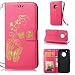 Produktbild Moto G5 Plus Hülle, Anlike Schutzhülle für Motorola Moto G5 Plus (5.2 Zoll) Wallet Tasche [Butterfly geprägte Serie Bronzing] Handyhülle - Rose rot