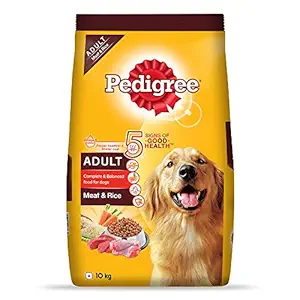Pedigree Adult Dry Dog Food, Meat & Rice, 10kg Pack