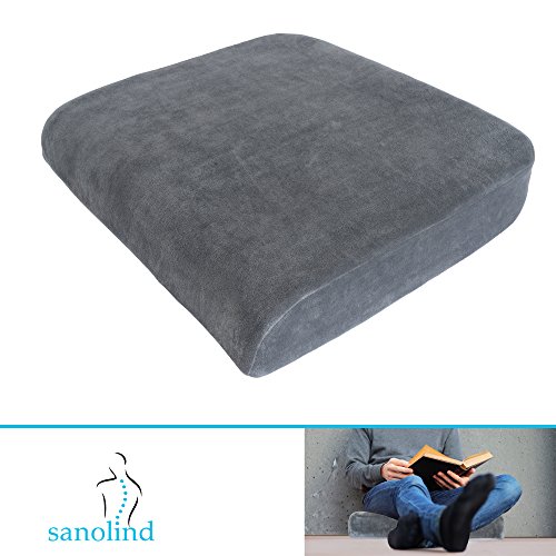 Orthopädisches Sitzkissen, Schmerzlinderung für Rücken, Bandscheiben- und Ischias Nerv. Größe 45×48 cm Höhe 9 cm Sanolind® Visco-System für perfekte Druckentlastung. - 6