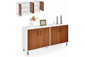 GiantexUK Kitchen Sideboard, Wooden Buffet Cabinet with 4 Doors and 5 Legs, Freestanding Storage Cupboard Unit for Living Room, Dining Room, Hallway