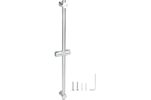 QWORK 80 cm duschstång med flexibel duschhuvudhållare – rostfritt stål SUS 304 – borstad finish – justerbar monteringsbas