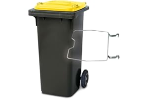 BRB 120 Litre Wheelie Bin Grey/Yellow Lid with Holder for Bin Bags