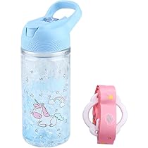 Borraccia Unicorno Per Bambine | 400 Ml | Con Cannuccia E Sicurezza | Rosa | Senza BPA
