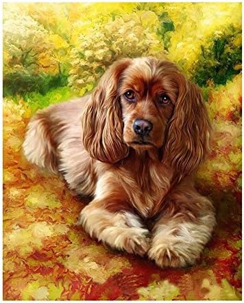 YANYANGXIN Diy Oil Paint by Number Kit,Digital Painting Suite,for Kids, Students, Adults Beginner with Brushes and Acrylic Pigment,Wall Art Artwork-Golden Retriever Puppies,band With Frame